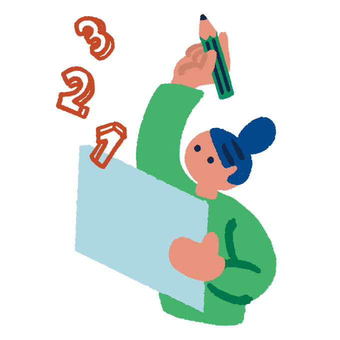 家でデザインの教材に取り組むこどものイラスト